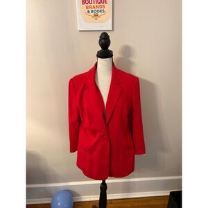 41 Hawthorn Bright Red Knit Blazer with Striped Roll-Tab Sleeves, Size L